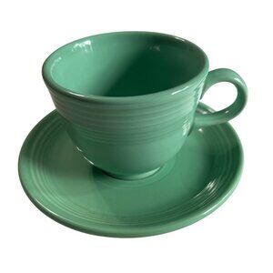 Vintage Fiesta Cup & Saucer Set Retired Green Color Homer Laughlin USA